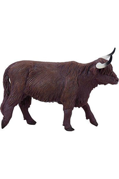 MOJO مجسم بقرة هايلاند واقعي لحيوان مزرعة، مرسوم يدويًا