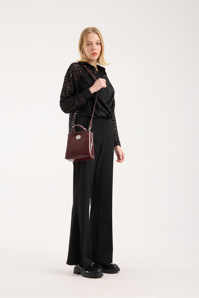 Enchante Women's Crinkled Patent Leather Bag