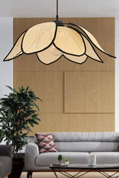 NisaLuce Angdesign DAİSY çift kat Hasır Avize Krem-SİYAH biyeli