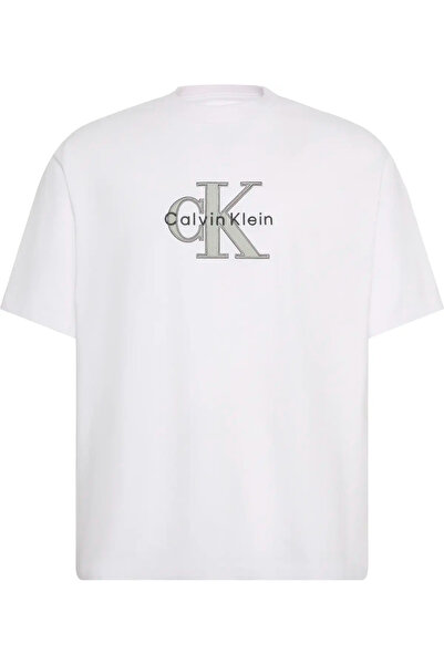 Calvin Klein Pánské bílé tričko SS 16S TRICOLOR MONOLOGO GRAPHIC