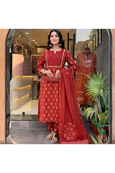 MYSMAR طقم سالوار كاميز ودوباتا من القطن البرتقالي - ALV2043 | برتقالي