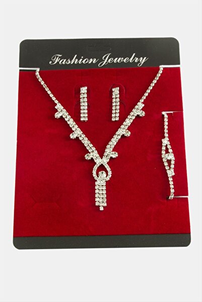 Bijuteri Net Oval Stone Luxury Waterway Set Necklace