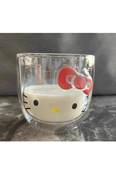 facnspt Hello Kitty Çift Cidarlı Isıya Dayanıklı Cam Bardak – 300 ml