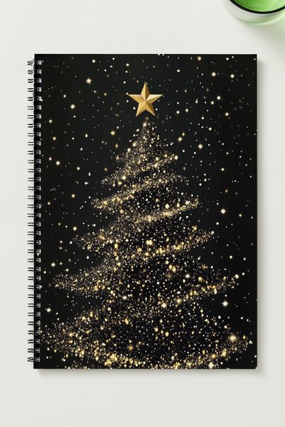 BLACKONECLASS New Year Themed A5 Metal Spiral Unlined Cardboard Cover New Year Themed Notebook