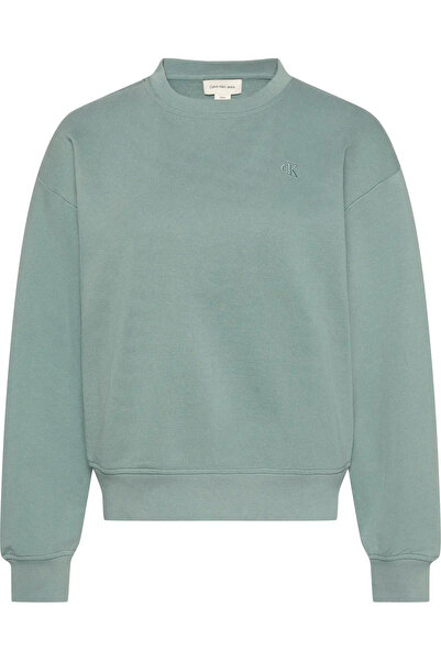 Calvin Klein LS ARCHIVE LOGO FRENCH TERRY RLX Kadın Yeşil Sweatshirt