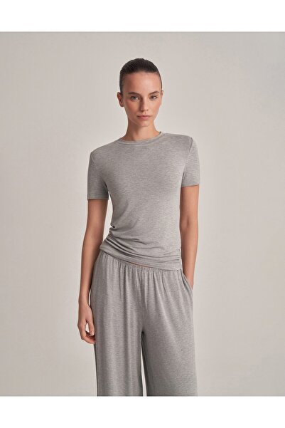 less and romance Fit Cut Short Sleeve T-Shirt Gray Melange