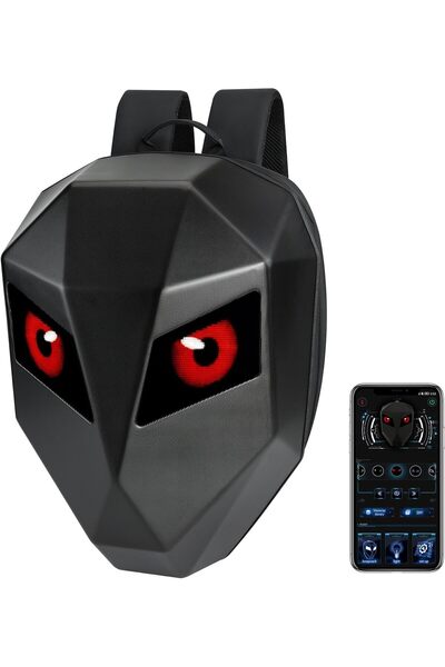 Generic حقيبة ظهر للدراجات النارية مزودة بإضاءة LED وشاشة ملونة قابلة للبرمجة، وحقيبة كمبيوتر محمول صلبة مقاومة للماء