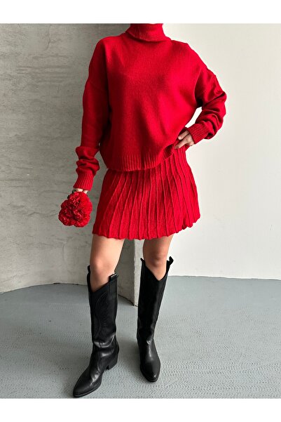 SOLİS MODA Women's Knitwear Skirt Suit