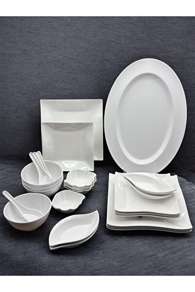 cc bin shihon طقم عشاء ميلامين فاخر مكون من 25قطعة لـ 4 أشخاص بتصميم آمن للاستخدام في الميكروويف وغسالة الصحون