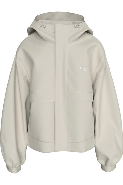 Calvin Klein SHORT HOODED TECH RAIN JACKET Kadın Bej Mont