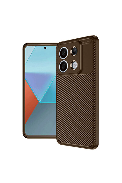 NewFace حافظة هاتف Xiaomi Redmi Note 13 Pro 4G بتصميم كربوني بتركيز تلقائي - بني