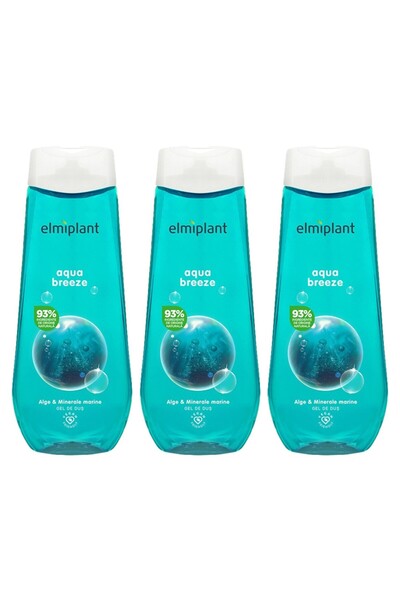 ELMIPLANT Set of 3 x Aqua Breeze Shower Gel, with Sea Algae and Marine Minerals, 400 ml