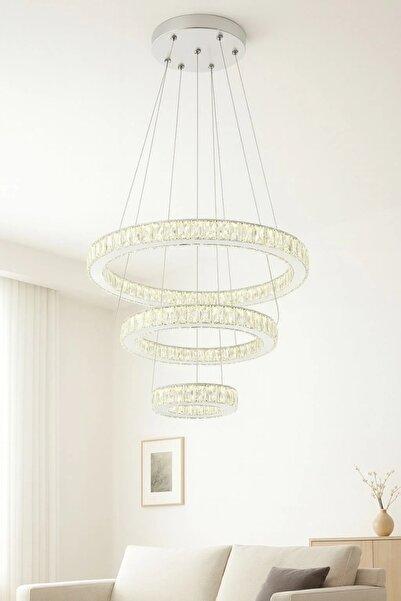 OEM Crystal LED Pendant 3 Rings with Remote Control Adjustable Light Lanterns