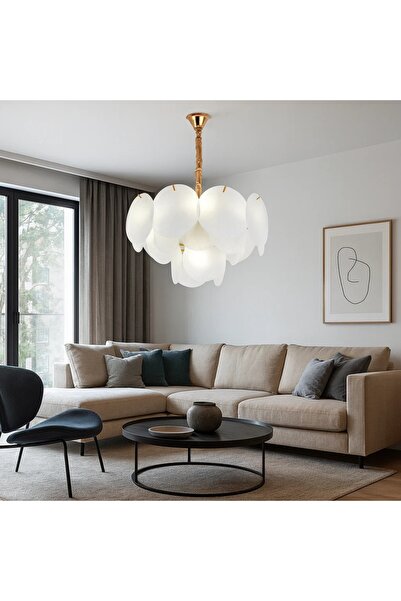 OEM Candelabru Modern cu Abajururi din Sticlă Mata 5 becuri Orimena