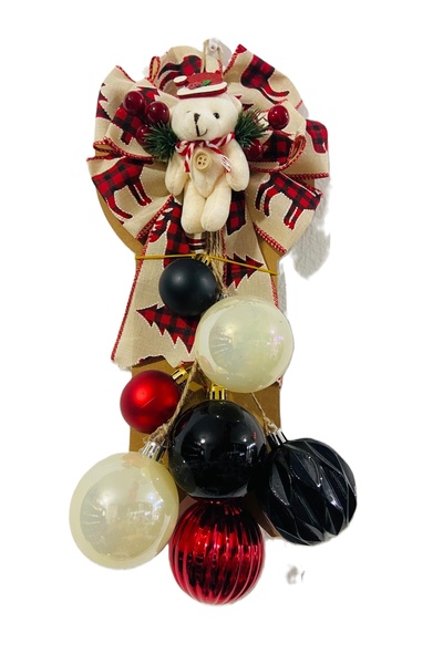 TAŞDELEN AVM زينة باب أوركا متعددة الطبقات بتصميم عيد الميلاد باللونين الأحمر...