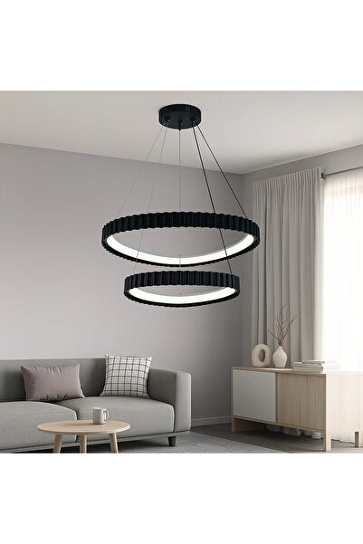 OEM Pendul LED Dubla Negru Suspendat cu Telecomanda Design Ondulat Modern Nefira