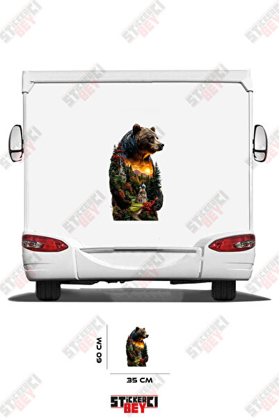 STİCKERCI BEY Nature Patterned Bear Visual Caravan Sticker Coating