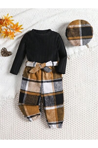 shop Set în carouri din 3 piese pentru fete, de toamnă