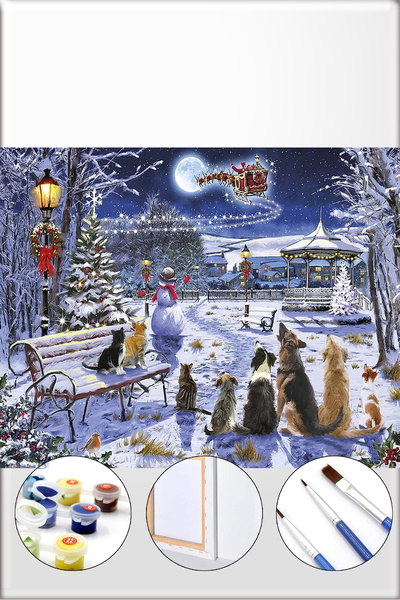 İZSA HOBİ Sayılarla Boyama Hobi Seti 40x50 Çerçeveli Numaralı Tuval Fırça Boy...