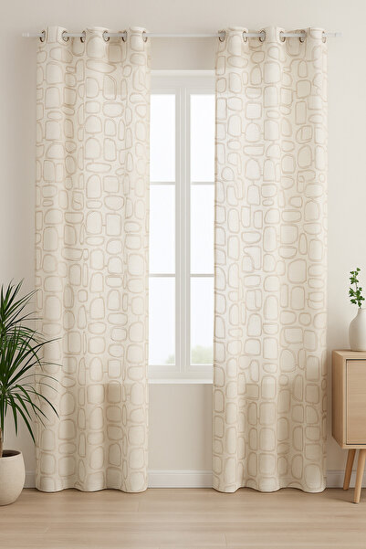OEM Hania embroidered sheer curtain 140x240 cm, beige color