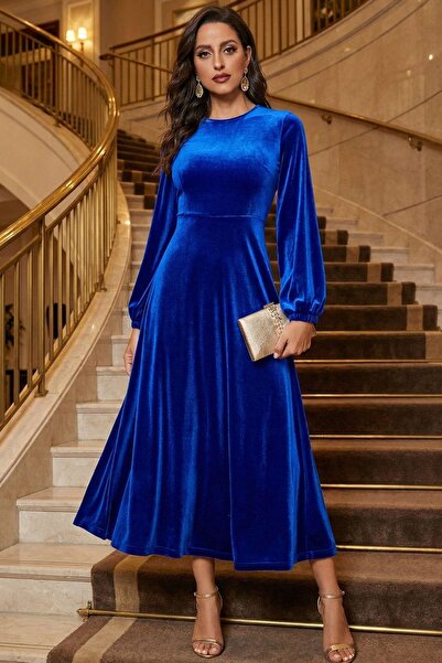 Mossta Рокля с кръгла яка от кадифена материя - Saks