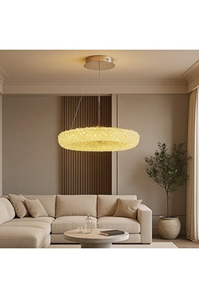 OEM Modern LED Chandelier Gold Circular Design with Crystals Hinora