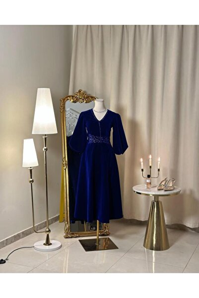 vanus fashion فستان سهرة ميدي 5368 (لونين)