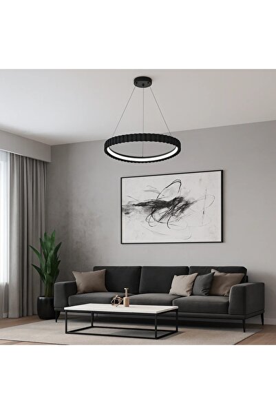 OEM Black LED Pendant with Wavy Design and Remote Control Adjustable Light 30...