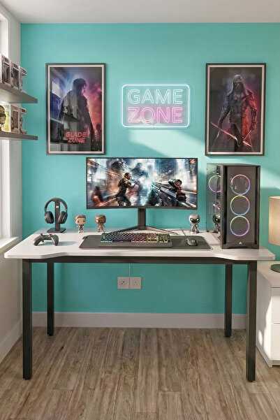 Retodesign 140 Beyaz Oyun Çalışma Masası Gaming Masa Ofis Masası 9140