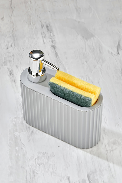 BZK Liquid Soap Dispenser with Sponge Holder, Detergent Dispenser with Sponge Container Kitchen Soap Dispenser
