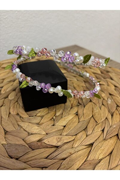 Yeşil Atölye إكسسوار شعر وردي أرجواني أخضر اللون على شكل أوراق الشجر للعروس، ...