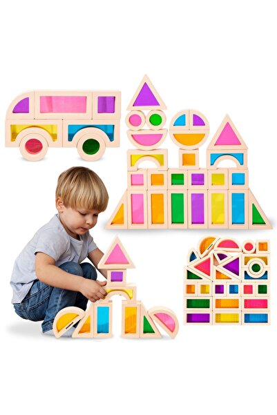 mamabrum Rainbow blocuri de lemn - 25 elemente