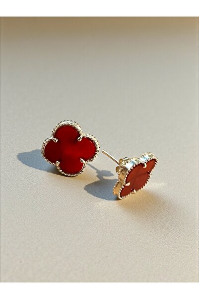 by Atelier Sarraf 14 Ayar Altın akik taş Yonca küpe