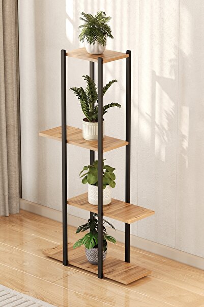 Tedarikcenter Yüksek Ayaklı Saksı Standı Saksılık Dekoratif Çiçeklik Rafı Met...