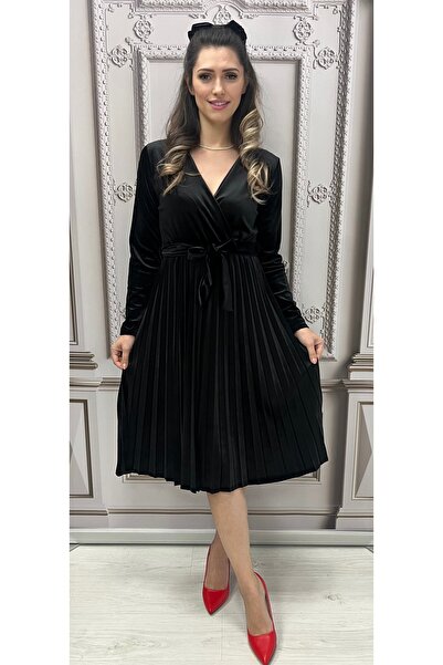 styleFlex Rochie Elegantă din Catifea Elastică, cu Talie pe Elastic și Fustă ...