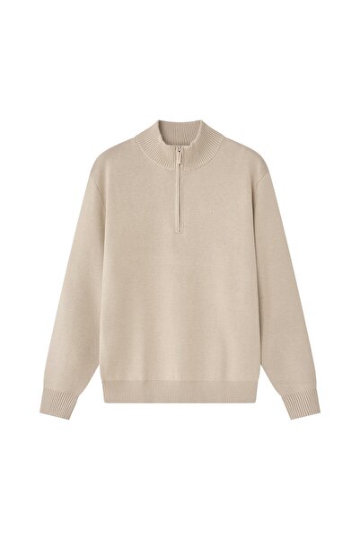 Giordano Men’s Relaxed Fit Mock Neck Half-Zip Textured Sweater