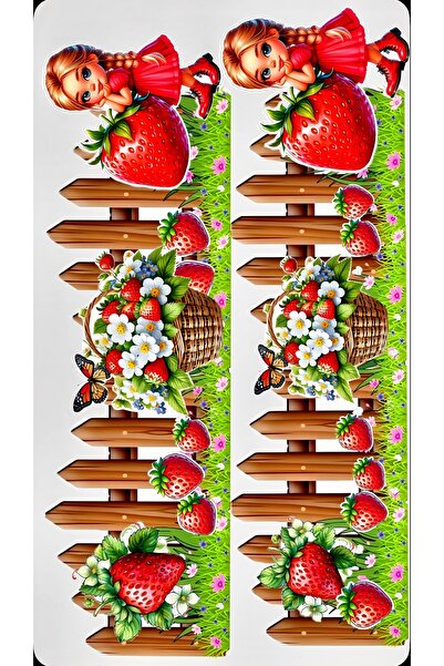 BENİMSER REKLAM مجموعة ملصقات بتصميم الفراولة والفتيات – 22×30 سم – لامعة ومق...