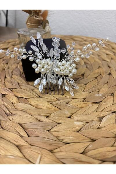 Yeşil Atölye Перлен кристал Сватбена годежна хена Следродилна корона за коса