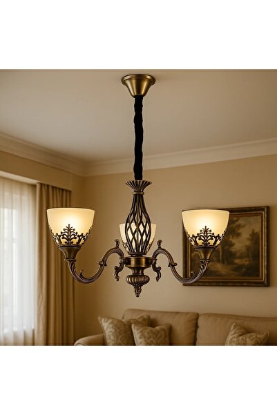 OEM Vintage Chandelier with 3 Arms Antique Bronze Finish Nerodin