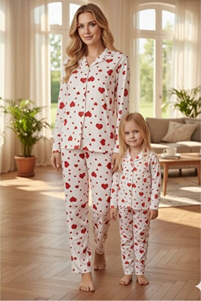 diamondstar طقم بيجامة بياقة قميص منقوشة للأم والابنة (يُباع بشكل منفصل)
