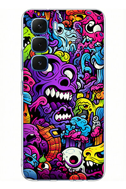 TechTree حافظة سيليكون متوافقة مع هاتف Infinix Hot 60-60i Psychodelic Colorfu...