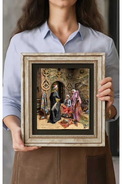 STONEVİVEART 30x30Cm Oryantalist Doğal Taş Duvar Tablosu Çerçeveli Duvar Dekoru