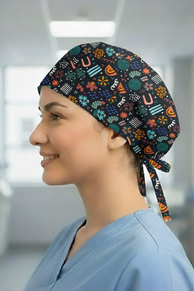 Lion Üniforma Çiçek Böcek Renkli Desenli Cerrahi Bone Unisex – Likralı Doktor...