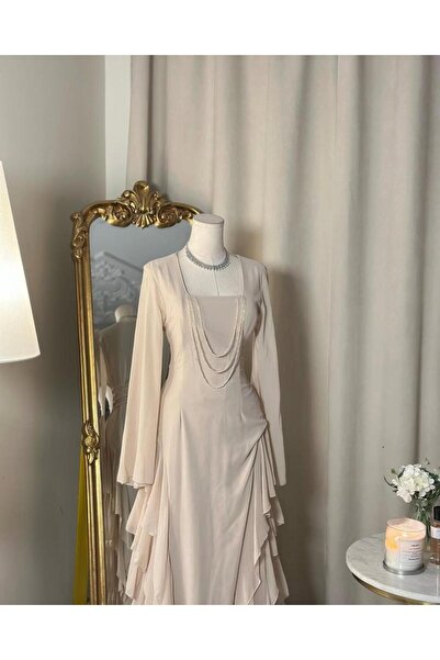 vanus fashion 5620 -فستان بطبقات جانبية متدرجة بتصميم فاخر وألوان متعددة