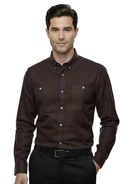 KAMER Men's Winter Long Sleeve Double Pocket Shirt 4046 Bgl-St04995