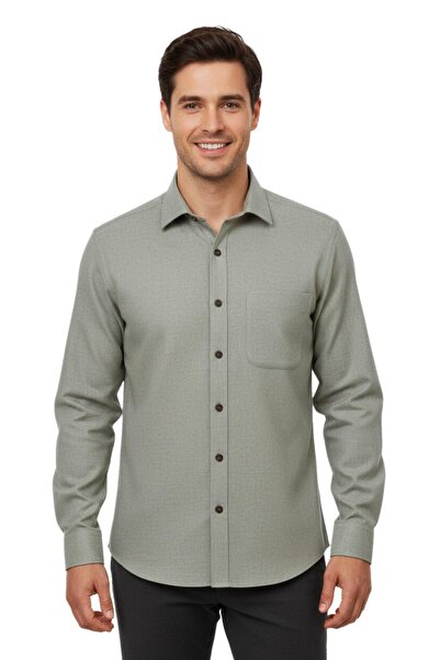 KAMER Men's Winter Long Sleeve Single Pocket Shirt 4084 Bgl-St04993