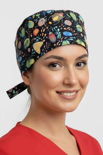 Lion Üniforma Börtü Böcek Desenli Cerrahi Bone Unisex – Likralı Doktor Hemşir...