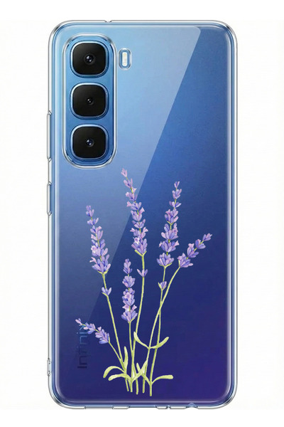 TechTree حافظة سيليكون مطبوع متوافقة مع تصميم زهرة اللافندر من Infinix Hot 60...