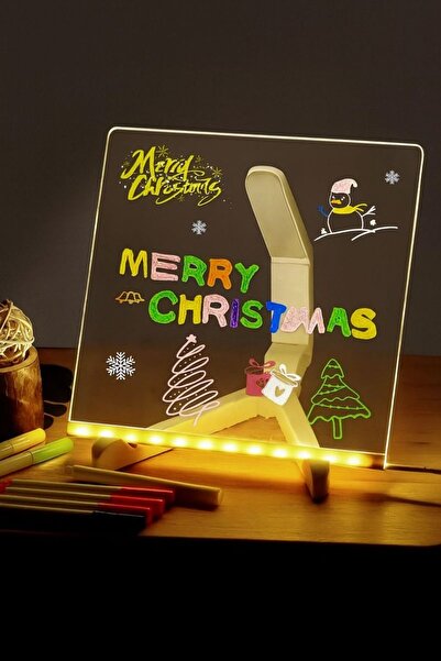 EVENT Yazı Çizim Tahtası Neon Led Işıklı 20x20 cm 7 Kalem ve Stant Hediyeli I...