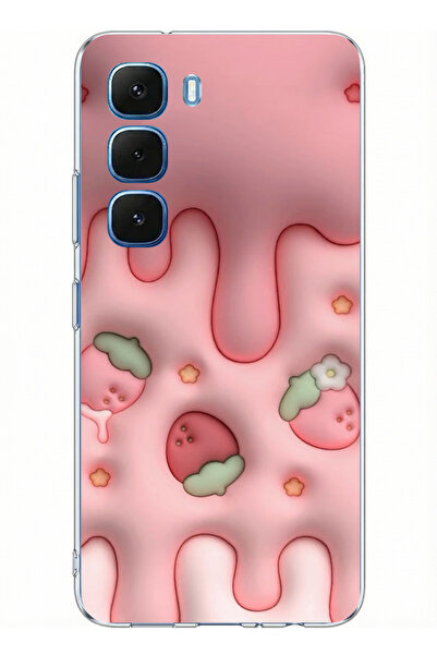 TechTree حافظة سيليكون متوافقة مع هاتف Infinix Hot 60-60i من نوع Strawberry P...